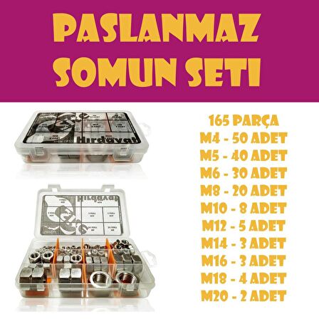 167 Parça İnox Somun Seti