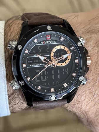 NAVİFORCE DİJİTAL ANALOG ALARMLI ,KRONOMETRE VE AYDINLATMALI SPOR ŞIK ERKEK KOL SAATİ