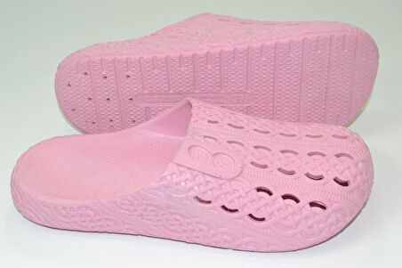 KADIN ÖNÜ KAPALI PVC TABAN PEMBE RENK DÜĞME GÖRÜNÜMLÜ BANYO BALKON TERLİĞİ