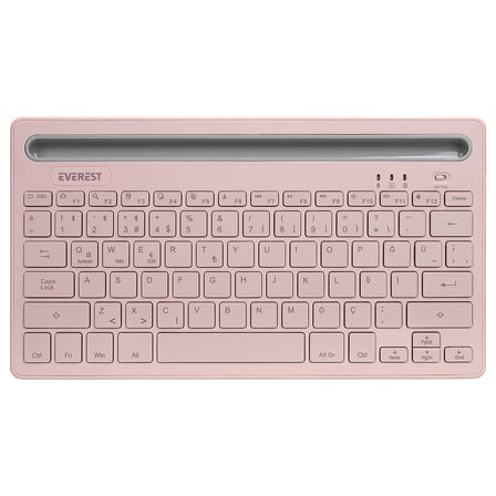 Everest Kb-Bt82 Pembe-Gri Bluetooth Ultra İnce+Şarjlı Q Mac-Win-Android-İos Uyumlu Kablosuz Klavye