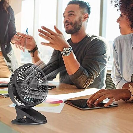 Nekuba Masaüstü Şarjlı Klipsli 360 Derece Dönebilen Portatif Vantilatör Soğutucu Klima Sessiz Tutacaklı Fan