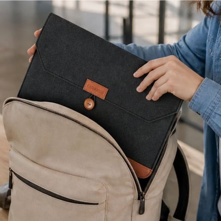 Kararlı Ticaret® 15.6 İnç Düğmeli Keçe Laptop ve Evrak Çantası, Notebook Bilgisayar ve Dosya Taşıma Çantası