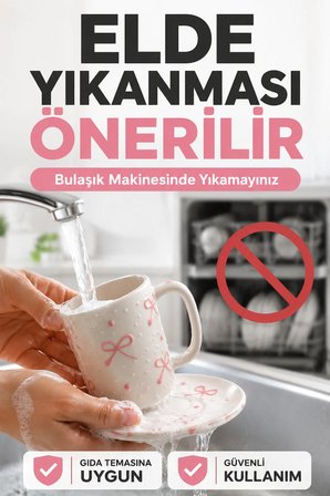 6 Kişilik Seramik Kahve Fincan Takımı Yuvarlak Sunum Tabaklı Porselen Türk Kahvesi Fincan Seti