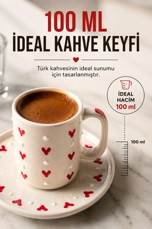 6 Kişilik Seramik Kahve Fincan Takımı Yuvarlak Sunum Tabaklı Porselen Türk Kahvesi Fincan Seti