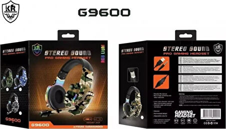 G9600 Kulak Üstü RGB Kablolu Oyuncu Kulaklığı Dönebilen Mikrofon