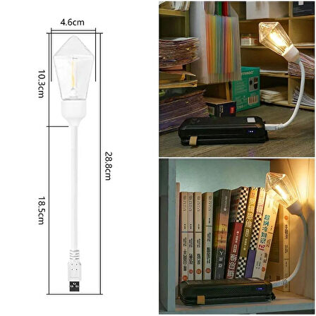 Rustik Ledli Akrobat Masa Lambası Usb Girişli Kitap Okuma Lambası - Rustik Led Ampul - Köşegen Ampul