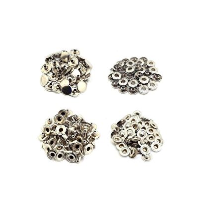 Hodbehod 100 Set Paslanmaz 12.5mm Metal Çıt Çıt ve Manuel Çakım Kiti Saklama Kutulu