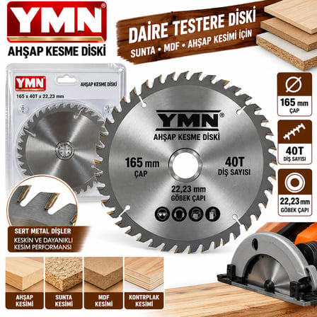 Sunda Kesme Diski Daire Sunta Testeresi 165 X 40T X 22.23 mm Ahşap Kesme Diski