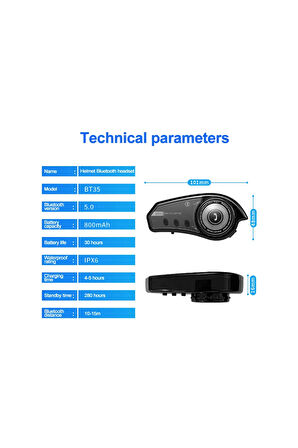Bt35 Kask Kulaklık Bluetooth 5.0 Motosiklet Interkom Su Geçirmez Kablosuz Kulaklık