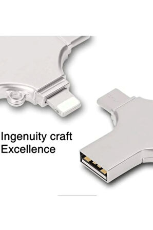 Otg 4in1 Cep Telefonu Çok Fonksiyonlu Usb Flash Bellek 128 Gb Type-c, Micro Sd Ve Kart Okuyucu