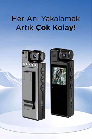 4k 180 Derece Vücut Kamerası Wifi Gece Görüşlü Aksiyon Kamerası
