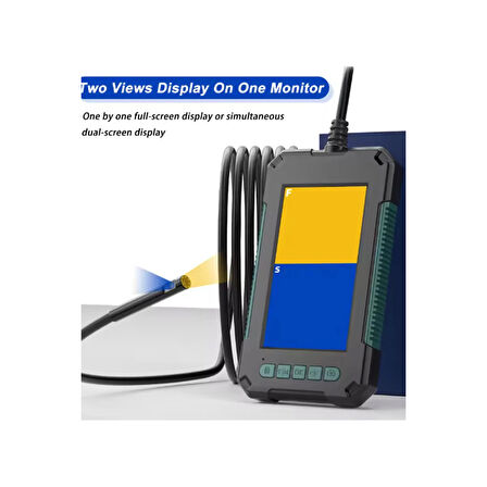 Ekranlı Çift Kameralı 10 Mt Hafıza Kart Destekli Sert Kablo Yılan Endoskop Kamera 5.5 Mm 4.3 Inc