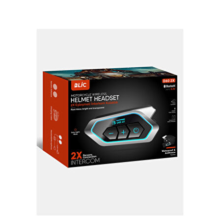 D60 2x Motosiklet Kask Kulaklığı Bluetooth Intercom Rgb Işıklı 2 Intercom Bağlantılı
