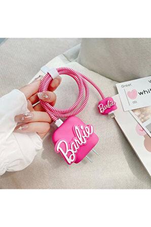 İphone 18w/20w Uyumlu Barbie Şarj Kılıfı, Şarj Kablosu Örme Aparatı, Toparlayıcı