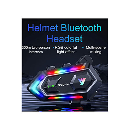 Y20 Max Motosiklet Bluetooth 5.3 Kask Intercom 2 Kişi 300 Metre Eşleşme Özellikli