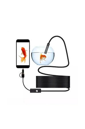 Vtn-02 Endoskop Yılan Video Kamera Led li 2 Metre 7 Mm Sert Kablo Su Geçirmez