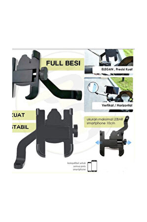 Alüminyum Gövdeli Metal Ayna Bağlantılı Motosiklet Telefon Tutucu 7 İnç Xl