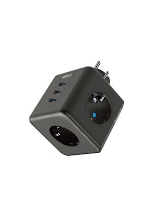 Termal Akım Korumalı Isıya Dayanıklı 3 lü Du Tipi Priz 3x Usb 1x Type-c