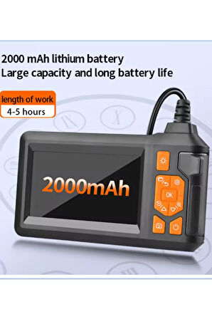 Ekranlı 3 Kameralı 10 Mt Hafıza Kart Destekli Sert Kablo Yılan Endoskop Kamera 8 Mm 4.3 Inc