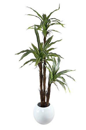Yapay Ağaç Lüx Yukka Fiber Beyaz Küre Saksıda 3Katlı 150*60cm Ofis Çiçeği 