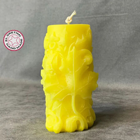 Uretti - Ayşe 7362 - El Yapımı Dekoratif Sarı Mum - 5 x 11 cm