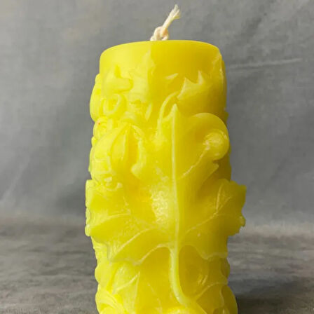 Uretti - Ayşe 7362 - El Yapımı Dekoratif Sarı Mum - 5 x 11 cm