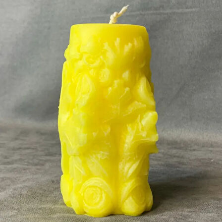 Uretti - Ayşe 7362 - El Yapımı Dekoratif Sarı Mum - 5 x 11 cm