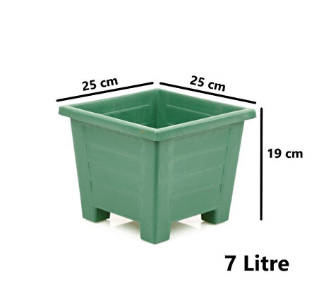 Omnipazar SY-5846 Dekoratif Plastik Kare Ayaklı Saksı 7 lt Yeşil 6 Adet
