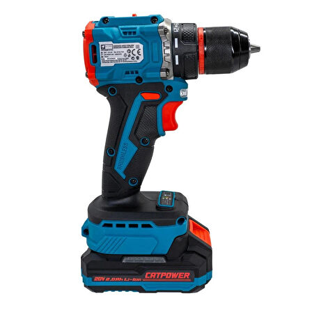 CATPOWER E1010 KÖMÜRSÜZ AKÜLÜ VİDALAMA MATKAP Li-ion (SET) 10 MM 20V 2.0 Ah