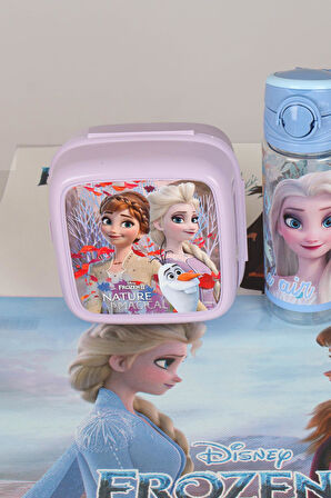 DEKOMUS LİSANSLI  ELSA FROZEN "BESLENME ÖRTÜSÜ,BESLENME KABI VE 500 ML TRITAN MATARA OKUL/KIRTASİYE SETİ