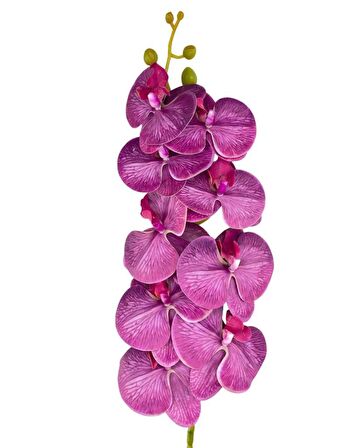 Yapay Çiçek Fuşya Damarlı Islak Orkide Uzun Dal 90 cm Orkide