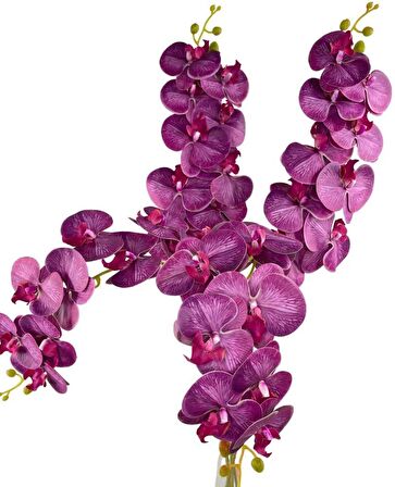 Yapay Çiçek Fuşya Damarlı Islak Orkide Uzun Dal 90 cm Orkide