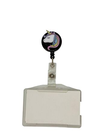 Unicorn Temalı Pleksi Baskılı Yoyo Kartlık Yoyo Yaka Kartlığı