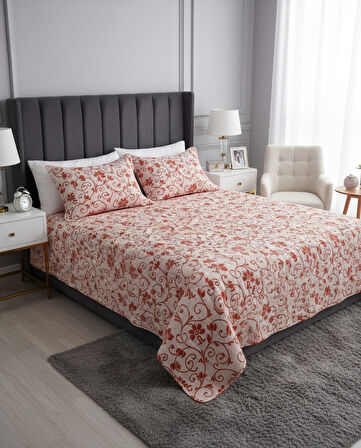 RÜYA TEK KİŞİLİK PİKE YATAK ÖRTÜSÜ SARMAŞIK KİREMİT