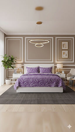 RÜYA ÇİFT KİŞİLİK PİKE YATAK ÖRTÜSÜ LAVİDER