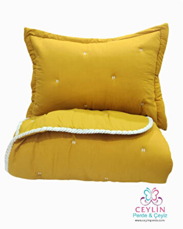 POİNT ÇİFT KİŞİLİK YATAK ÖRTÜSÜ HARDAL