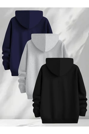 Çok Renkli Baskılı kapuşonlu Sweatshirt 3'lü Fırsat Paketi