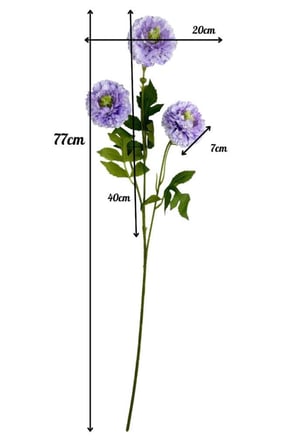 Yapay Çiçek Kasımpatı LİLA Uzun Dal 3 Çiçekli 77Cm