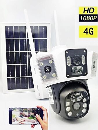 3037- 1080p Full HD Solar Güneş Enerjili Kamera - 4g Güneş Enerjili Sim Kartlı Kamera Smart