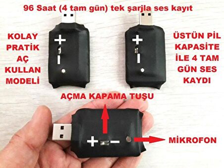 Minix 96 Saat Ses Kayıt Yeni Versiyon Mini Usb Güvenlik Cihazı