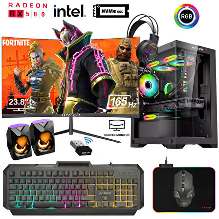 Xaser Xsr869 i7 4770 16GB Ram 512GB M.2 NVMe SSD 8GB RX580 23.8" 165Hz Curved Performans Oyuncu Bilgisayarı