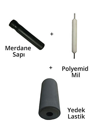 Umur Tutkal Sürme Merdanesi Lastiği ve Sapı + Polyemid Mil