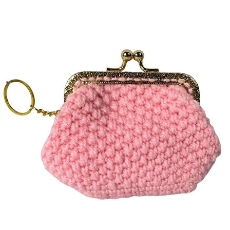 Uretti - Öznur 7392 8169 El Örgüsü Pembe Renk Mini Bozuk Para Cüzdanı