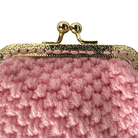 Uretti - Öznur 7392 8169 El Örgüsü Pembe Renk Mini Bozuk Para Cüzdanı