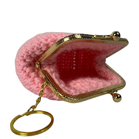 Uretti - Öznur 7392 8169 El Örgüsü Pembe Renk Mini Bozuk Para Cüzdanı