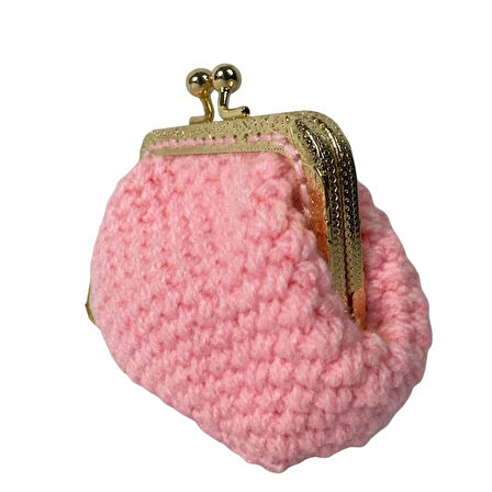 Uretti - Öznur 7392 8169 El Örgüsü Pembe Renk Mini Bozuk Para Cüzdanı
