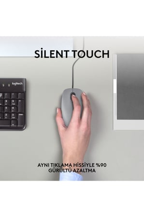 Logitech 910-006760 M110 Gray Silent (Sessiz) Kablolu Optik Usb Mouse
