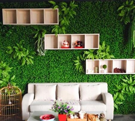 Yapay Çiçek Duvar Kaplama 1M2 100*100CM Panel Şimşir Dik Duvar Uygulama