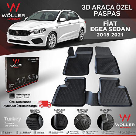 Egea Paspas Sedan 2015 2021 Arası 3d Havuzlu Wöller Paspas