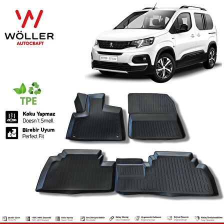 Peugeot Rifter Paspas 2019 Sonrası Uyumlu 3d Havuzlu Wöller Paspas